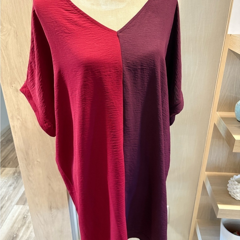 Two-Tone Red and Purple Women's Top